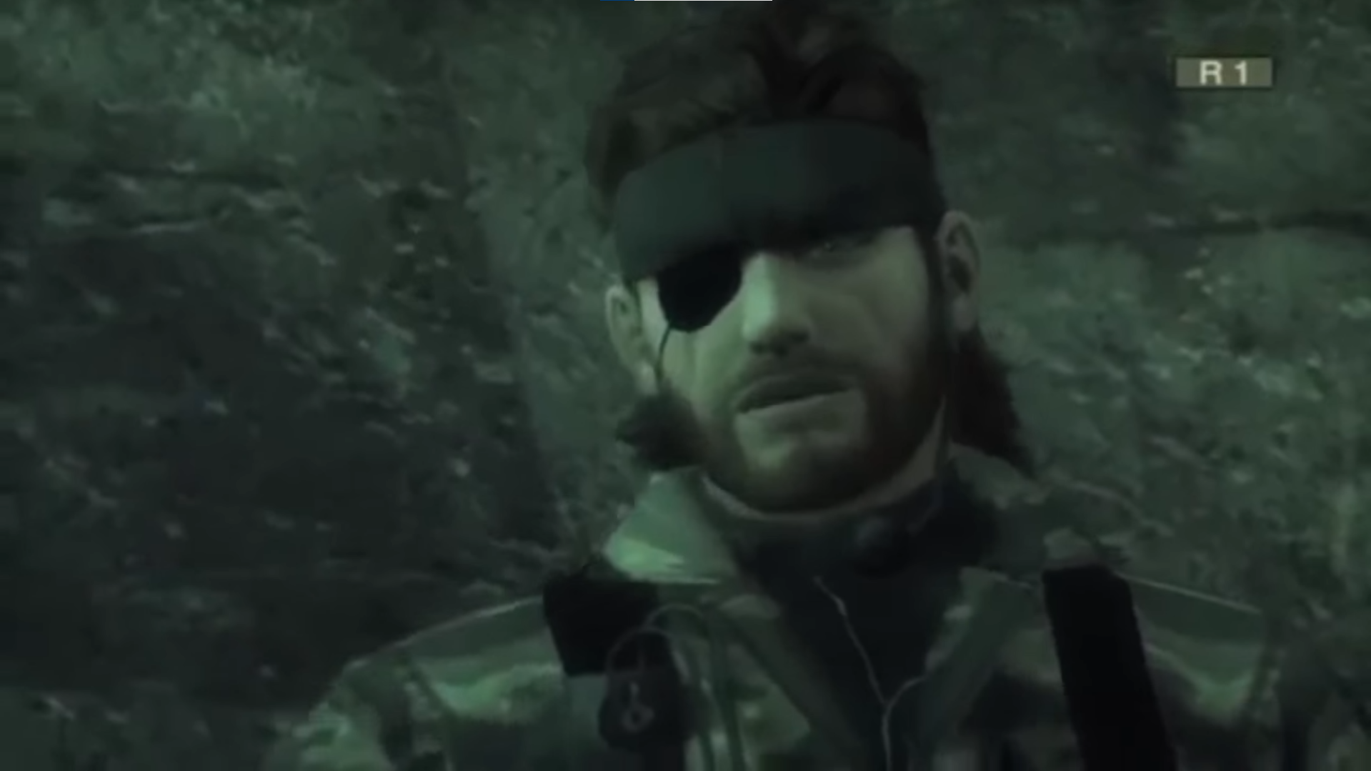 A picture of Naked Snake from Metal Gear Solid 3: Snake Eater. He is wearing an eye patch.